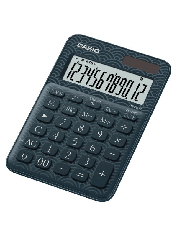 Casio MS-20UC-JBU 12 Hane Lacivert Desenli Masa Üstü Hesap Makinesi