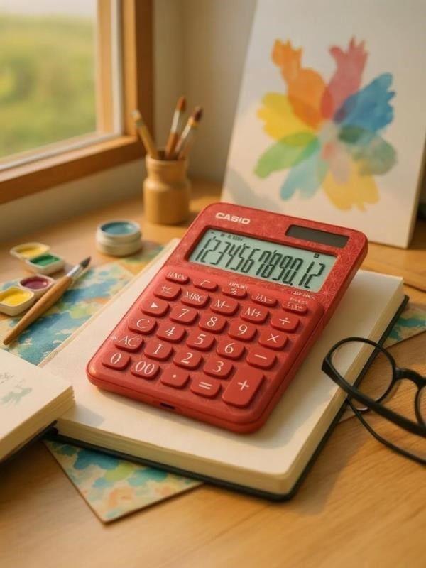 Casio MS-20UC-JRD 12 Hane Kırmızı Desenli Masa Üstü Hesap Makinesi
