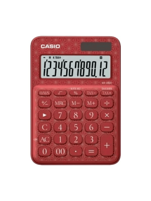 Casio MS-20UC-JRD 12 Hane Kırmızı Desenli Masa Üstü Hesap Makinesi