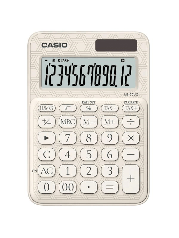 Casio MS-20UC-JWE 12 Hane Beyaz Desenli Masa Üstü Hesap Makinesi
