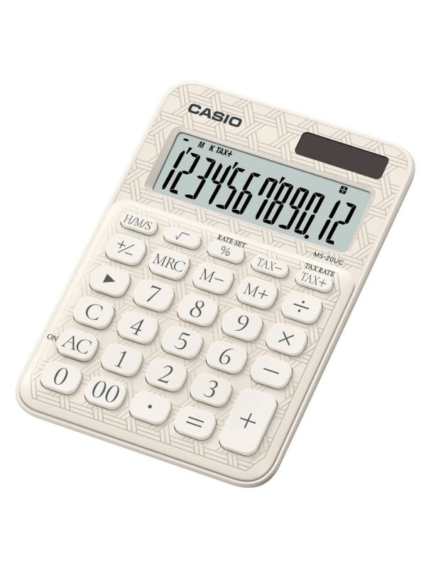 Casio MS-20UC-JWE 12 Hane Beyaz Desenli Masa Üstü Hesap Makinesi