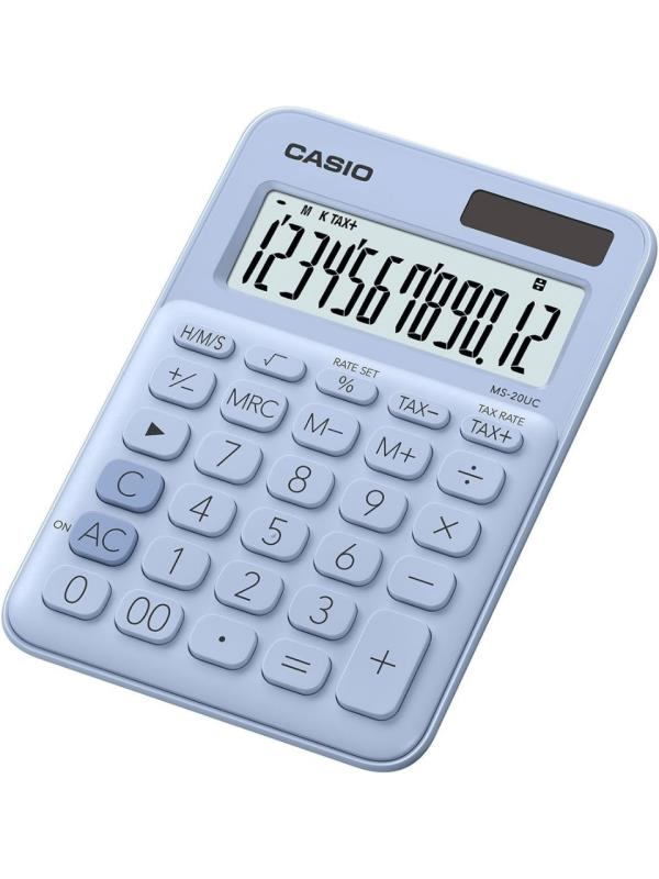 Casio MS-20UC-LB 12 Haneli Açık Mavi Masaüstü Hesap Makinesi