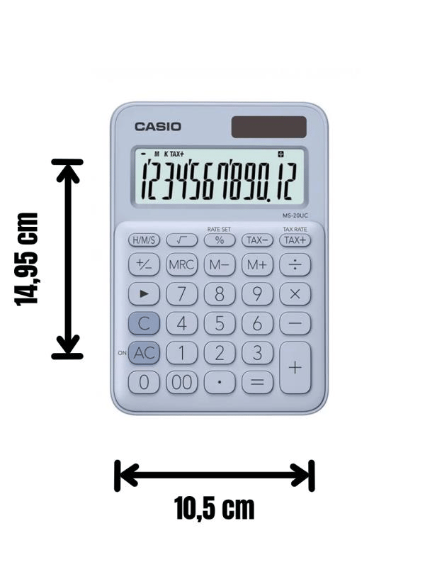 Casio MS-20UC-LB 12 Haneli Açık Mavi Masaüstü Hesap Makinesi
