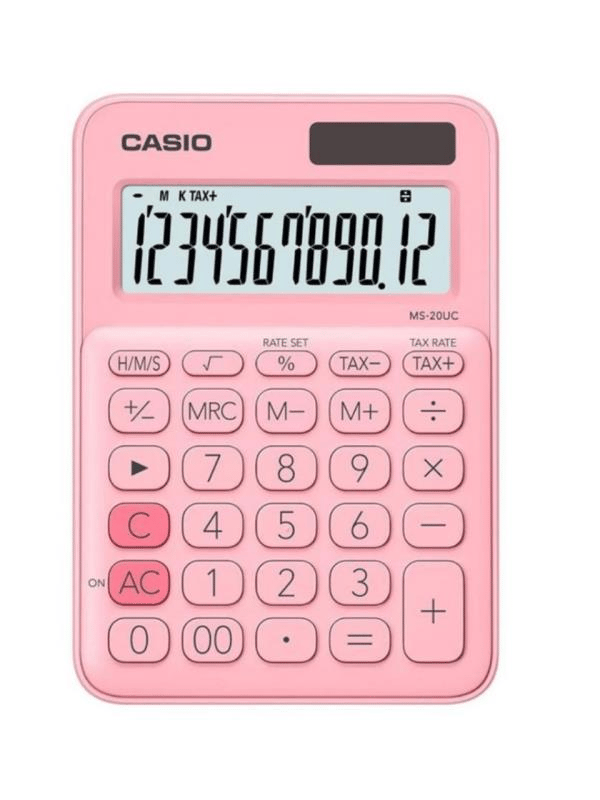 Casio MS-20UC-PK 12 Hane Açık Pembe Masa Üstü Hesap Makinesi