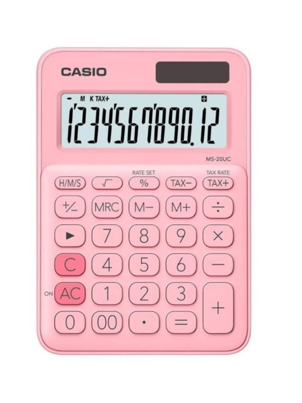 Casio MS-20UC-PK 12 Hane Açık Pembe Masa Üstü Hesap Makinesi