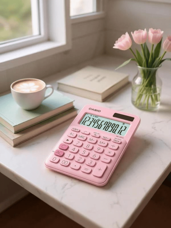 Casio MS-20UC-PK 12 Hane Açık Pembe Masa Üstü Hesap Makinesi