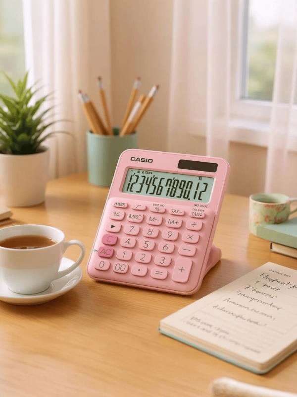 Casio MS-20UC-PK 12 Hane Açık Pembe Masa Üstü Hesap Makinesi