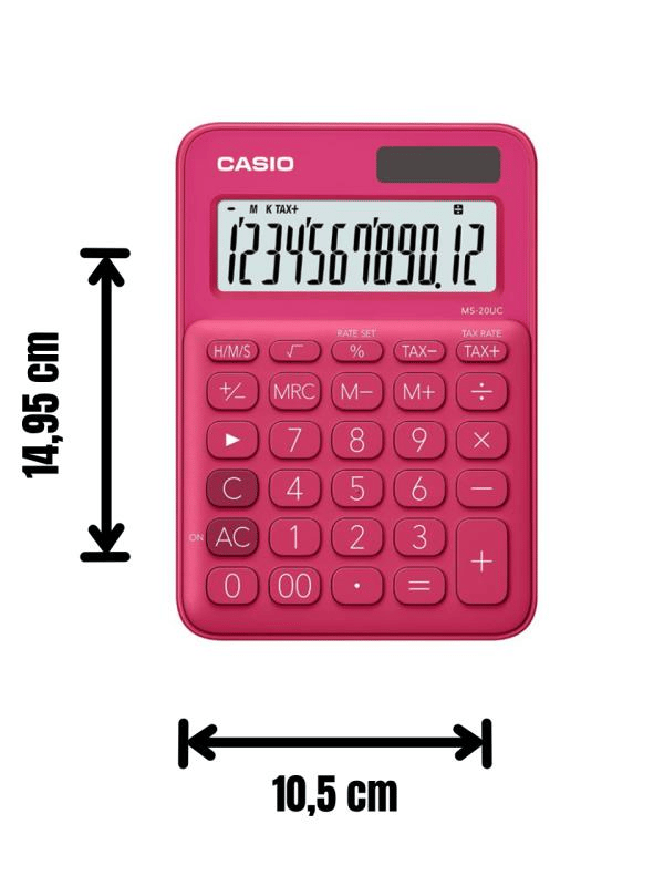 Casio MS-20UC-RD 12 Hane Koyu Pembe Masa Üstü Hesap Makinesi