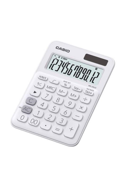 Casio MS-20UC-WE 12 Haneli Beyaz Masaüstü Hesap Makinesi 