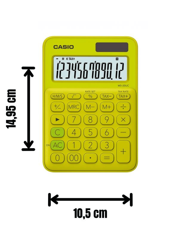 Casio MS-20UC-YG 12 Hane Çim Yeşil Masa Üstü Hesap Makinesi