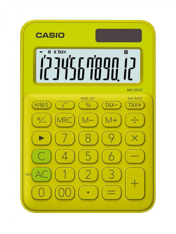Casio MS-20UC-YG 12 Hane Çim Yeşil Masa Üstü Hesap Makinesi