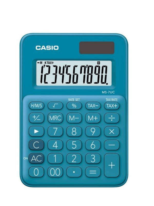 Casio MS-7UC-BU 10 Hane Mavi Masa Üstü Hesap Makinesi