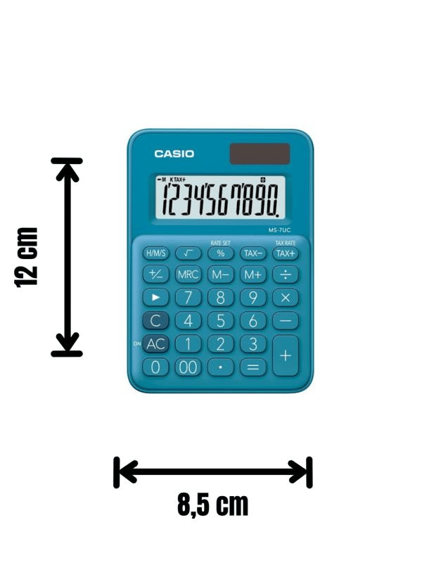 Casio MS-7UC-BU 10 Hane Mavi Masa Üstü Hesap Makinesi