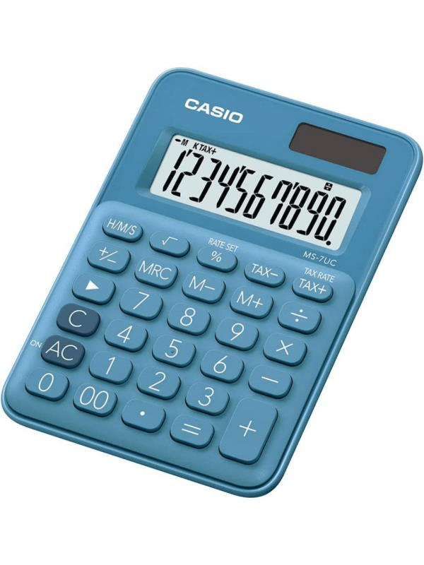 Casio MS-7UC-BU 10 Hane Mavi Masa Üstü Hesap Makinesi
