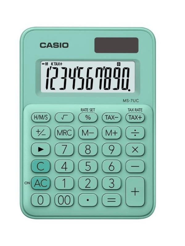 Casio MS-7UC-GN 10 Hane Yeşil Masa Üstü Hesap Makinesi