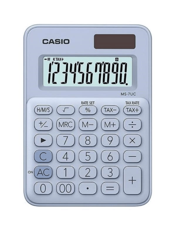 Casio MS-7UC-LB 10 Hane Açık Mavi Masa Üstü Hesap Makinesi