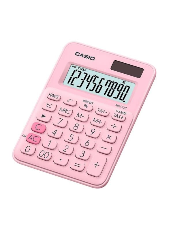 Casio MS-7UC-PK 10 Hane Açık Pembe Masa Üstü Hesap Makinesi