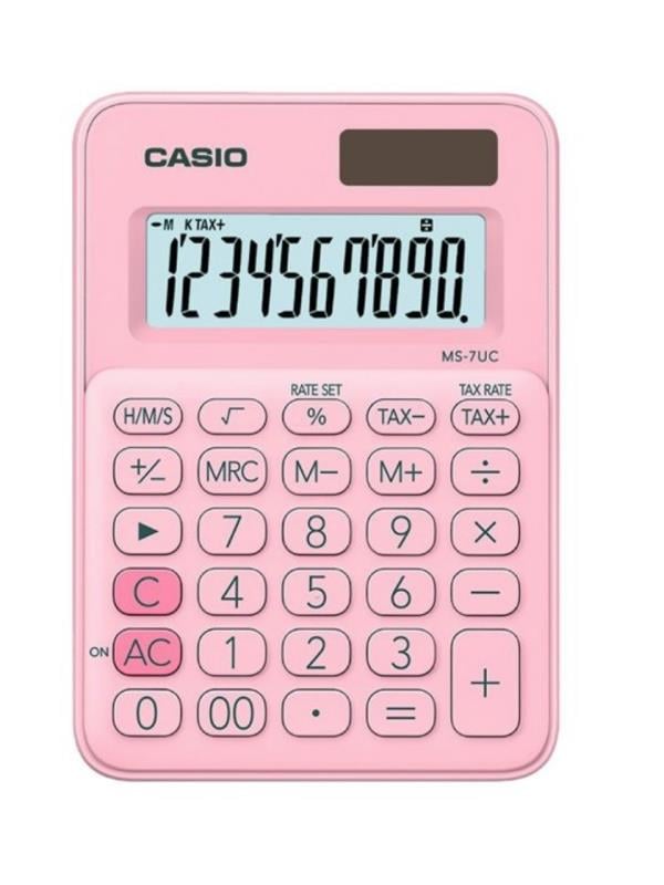 Casio MS-7UC-PK 10 Hane Açık Pembe Masa Üstü Hesap Makinesi