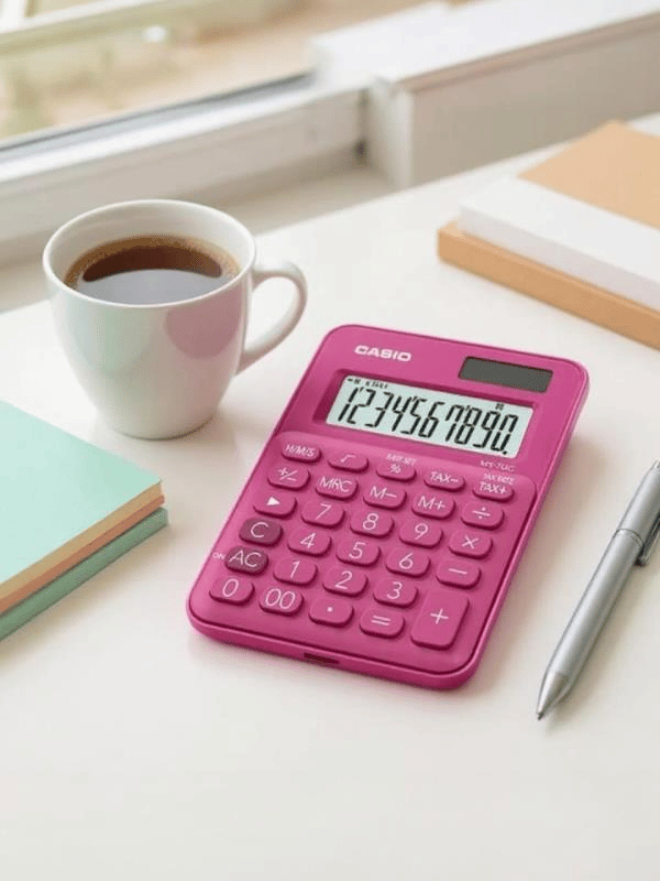 Casio MS-7UC-RD 10 Hane Pembe Masa Üstü Hesap Makinesi