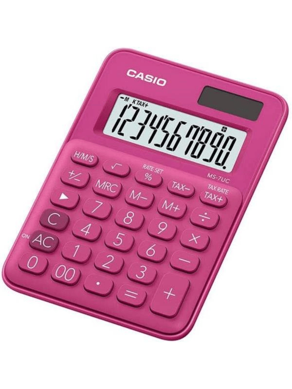 Casio MS-7UC-RD 10 Hane Pembe Masa Üstü Hesap Makinesi