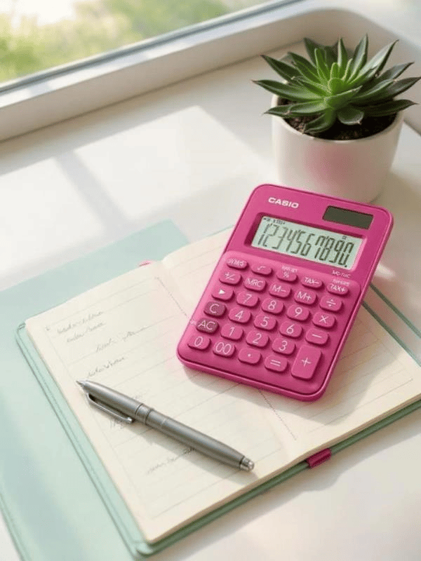 Casio MS-7UC-RD 10 Hane Pembe Masa Üstü Hesap Makinesi