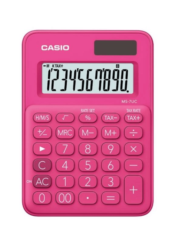 Casio MS-7UC-RD 10 Hane Pembe Masa Üstü Hesap Makinesi