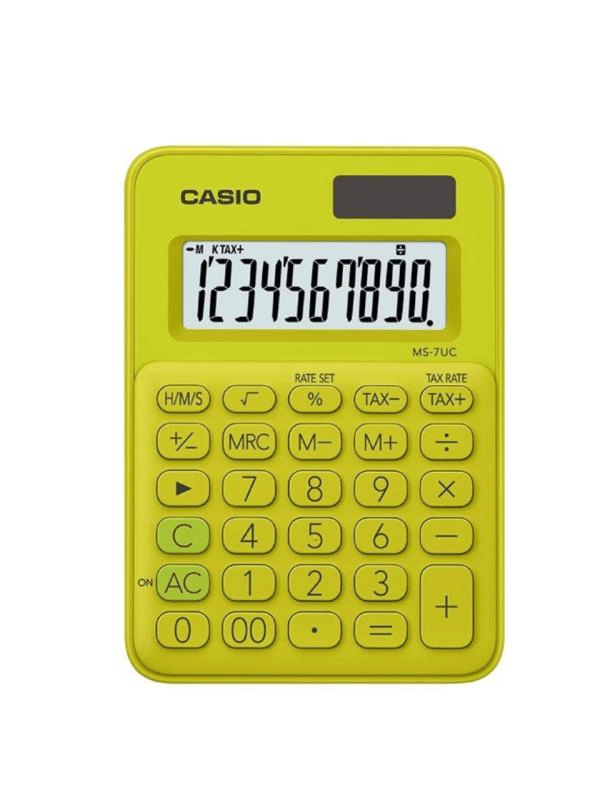 Casio MS-7UC-YG 10 Haneli Çim Yeşili Masaüstü Hesap Makinesi