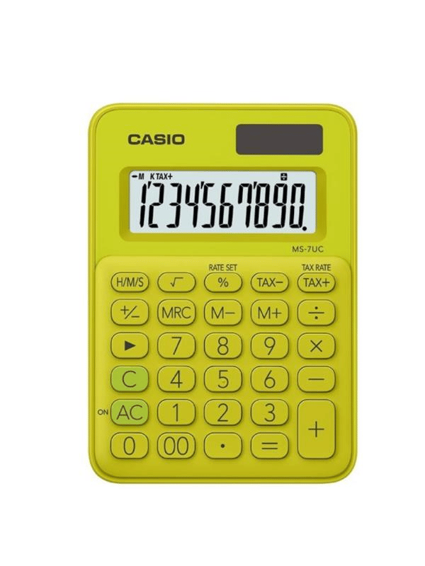 Casio MS-7UC-YG 10 Haneli Çim Yeşili Masaüstü Hesap Makinesi