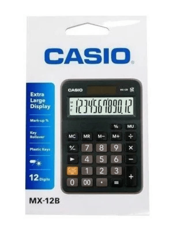 Casio MX-12B 12 Haneli Masa Tipi Hesap Makinesi – Geniş Ekranlı, Çift Güç Kaynaklı, Dayanıklı Tasarım