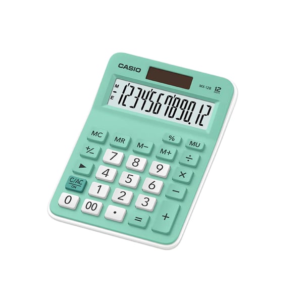 Casio MX-12B-GN 12 Haneli Açık Yeşil Masaüstü Hesap Makinesi – Geniş Ekranlı, Çift Güç Kaynaklı, Modern Tasarım
