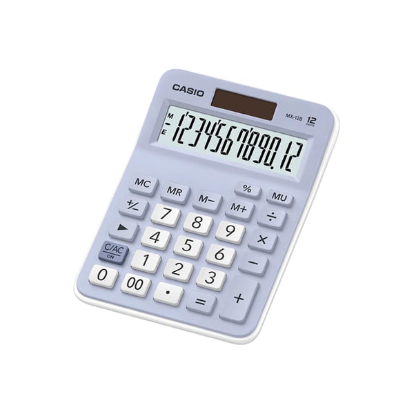 Casio MX-12B-LB 12 Haneli Açık Mavi Masaüstü Hesap Makinesi – Geniş Ekranlı, Güneş Enerjili ve Şık Tasarım