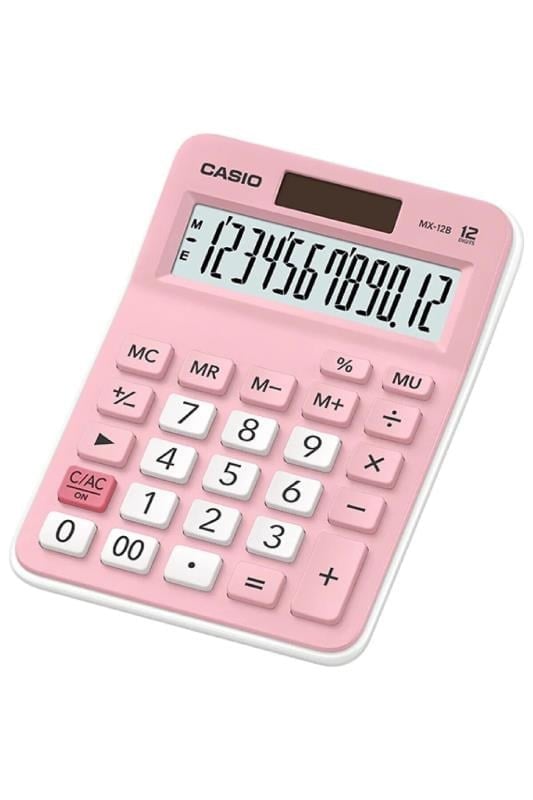 Casio MX-12B-PK 12 Haneli Pembe Masaüstü Hesap Makinesi – Güneş Enerjili, Geniş Ekranlı ve Şık Tasarım