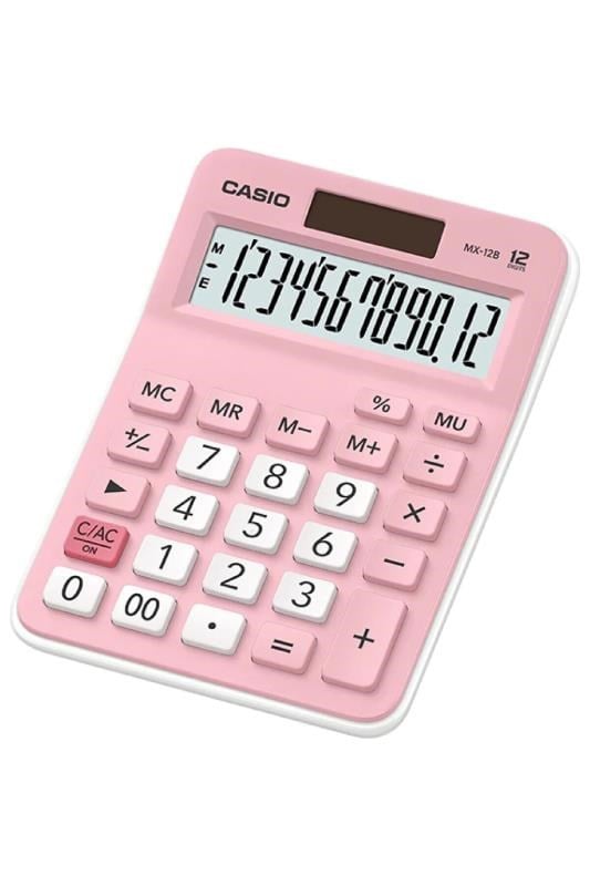 Casio MX-12B-PK 12 Haneli Pembe Masaüstü Hesap Makinesi – Güneş Enerjili, Geniş Ekranlı ve Şık Tasarım