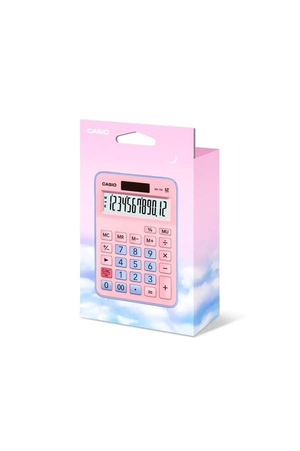 Casio MX-12B-PKLB 12 Haneli Açık Pembe + Açık Mavi Masaüstü Hesap Makinesi – Güneş Enerjili, Geniş Ekranlı ve Renkli Tasarım