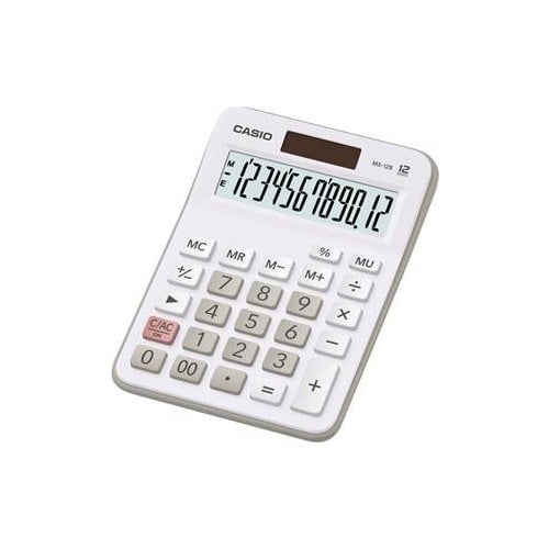 Casio MX-12B-WE 12 Haneli Beyaz Masaüstü Hesap Makinesi – Güneş Enerjili, Geniş Ekranlı ve Ergonomik Tasarım