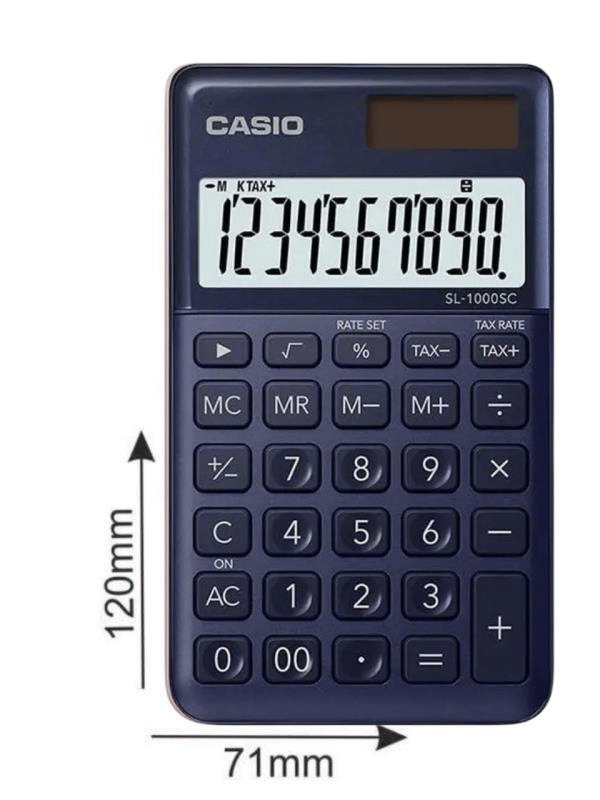 Casio SL-1000SC-NY 10 Haneli Lacivert Cep Tipi Hesap Makinesi 