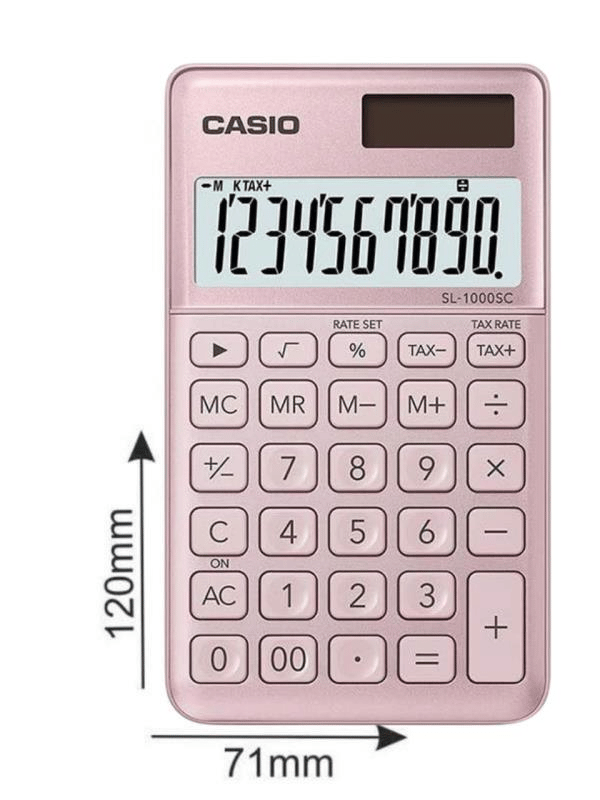 Casio SL-1000SC-PK Cep Tipi 10 Hane Pembe Hesap Makinesi