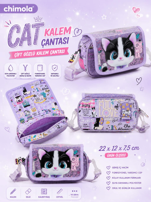 Chimola Dreamy Cat 3'lü Okul Çanta Seti | 16