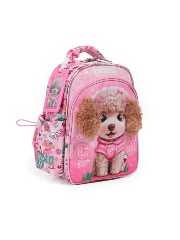 Chimola Puppy Vibes Poodle Desenli 12 İnç Anaokulu Sırt Çantası – Peluş Kulaklı BT289
