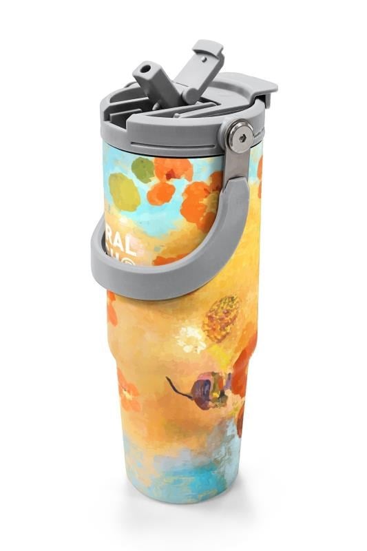 Coral High Çicek Desenli Pipetli ve Direkt İçim Çelik Termos 900 ml 38739