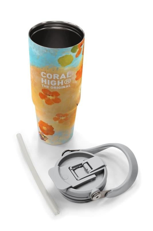 Coral High Çicek Desenli Pipetli ve Direkt İçim Çelik Termos 900 ml 38739