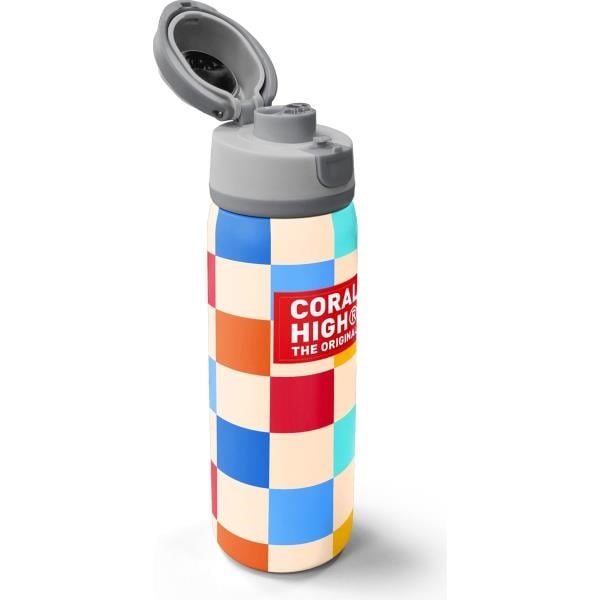 Coral High Çok Renkli Dama Desenli Pipetli ve Direkt İçim Çelik Termos 800 ml 38503