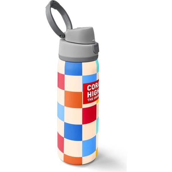 Coral High Çok Renkli Dama Desenli Pipetli ve Direkt İçim Çelik Termos 800 ml 38503