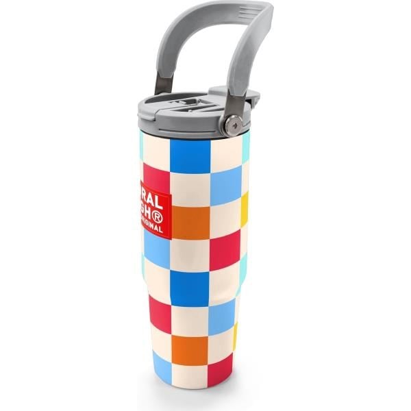 Coral High Çok Renkli Dama Desenli Pipetli ve Direkt İçim Çelik Termos 900 ml 38702