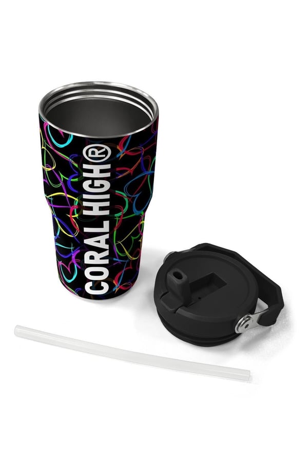 Coral High Çok Renkli Kalp Desenli Katlanır Ağızlıklı Çelik Termos 600 ml 38915