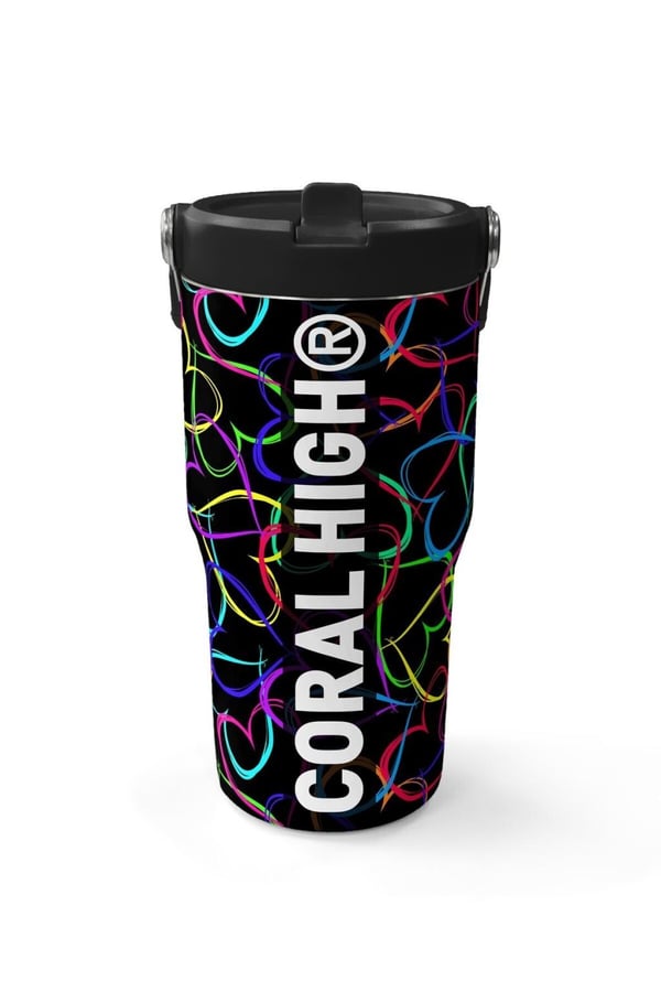 Coral High Çok Renkli Kalp Desenli Katlanır Ağızlıklı Çelik Termos 600 ml 38915