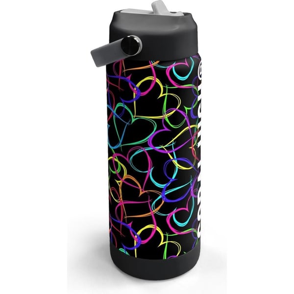 Coral High Çok Renkli Kalp Lavanta Kamuflaj Desenli Katlanır Ağızlıklı Çelik Termos 650 ml 38382