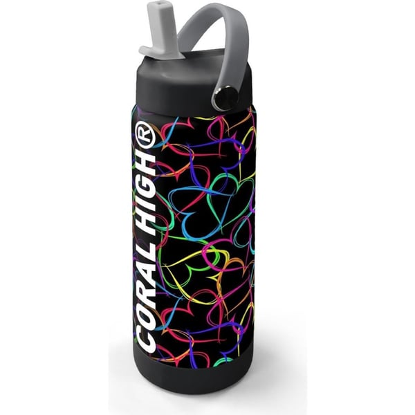 Coral High Çok Renkli Kalp Lavanta Kamuflaj Desenli Katlanır Ağızlıklı Çelik Termos 650 ml 38382