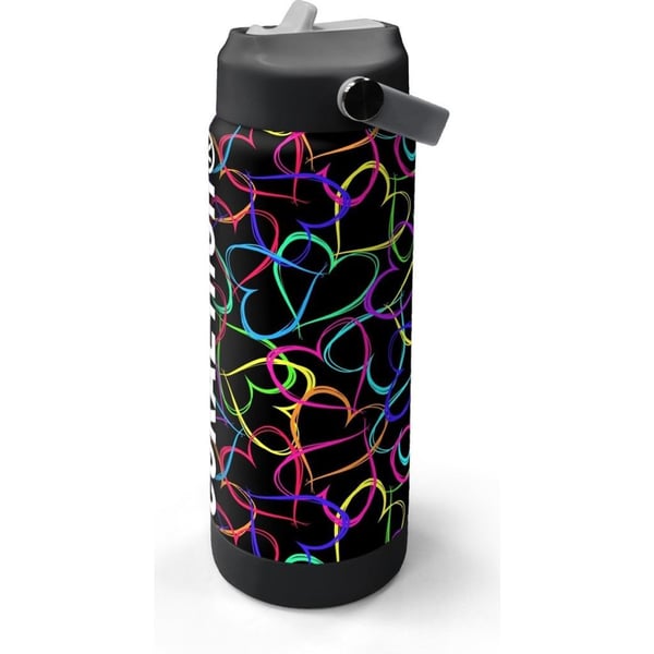 Coral High Çok Renkli Kalp Lavanta Kamuflaj Desenli Katlanır Ağızlıklı Çelik Termos 650 ml 38382