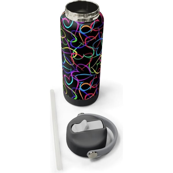 Coral High Çok Renkli Kalp Lavanta Kamuflaj Desenli Katlanır Ağızlıklı Çelik Termos 650 ml 38382